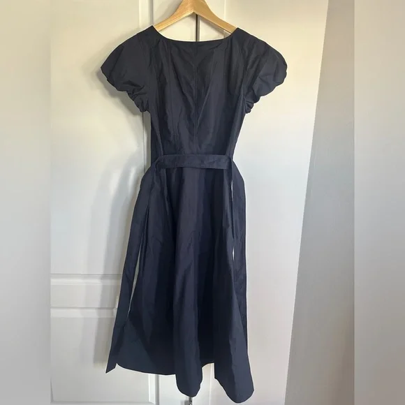 NWT Ulla Johnson Rhea Navy Blue Belted Cotton Midi Dress | size 2 - Picture 7 of 8